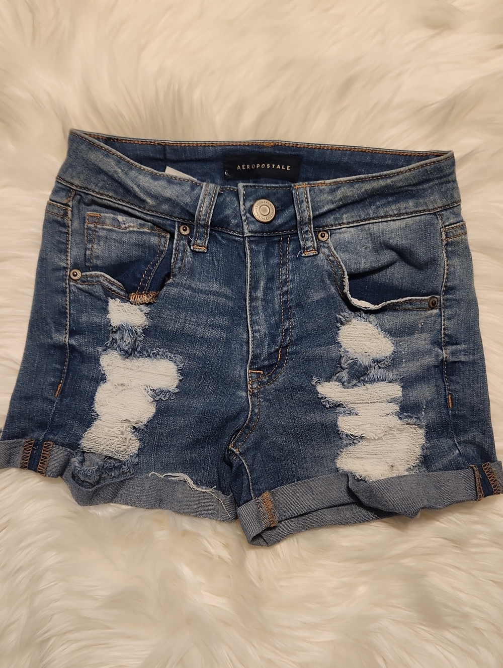 Ripped Denim Shorts - Aeropostale - Juniors Size 0